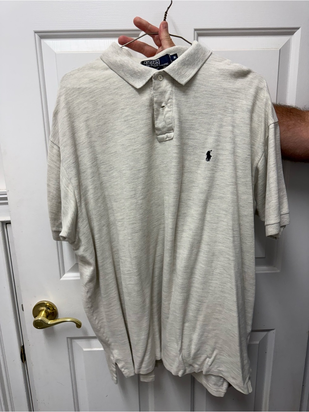Ralph Lauren Beige Heather Polo Shirt with Navy Pony